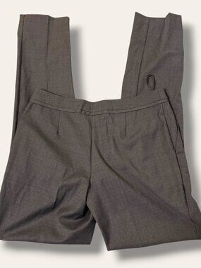 Long Tall Sally Pants Womens 8 Gray Wool Blend Tall Straight Leg Trousers Office